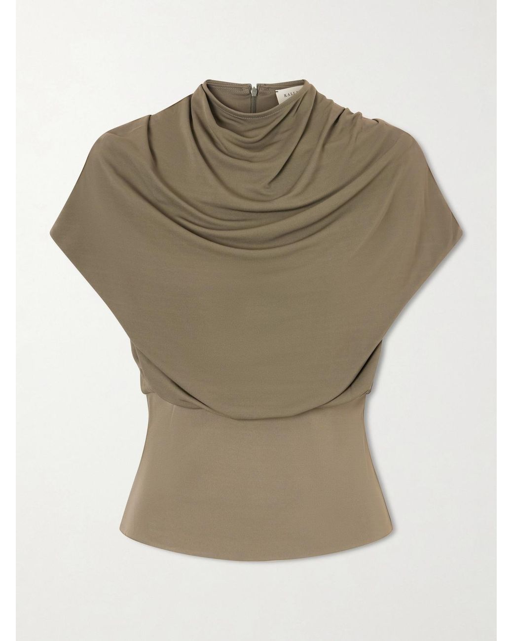 Kallmeyer Green Jocelyn Gathered Draped Jersey Top