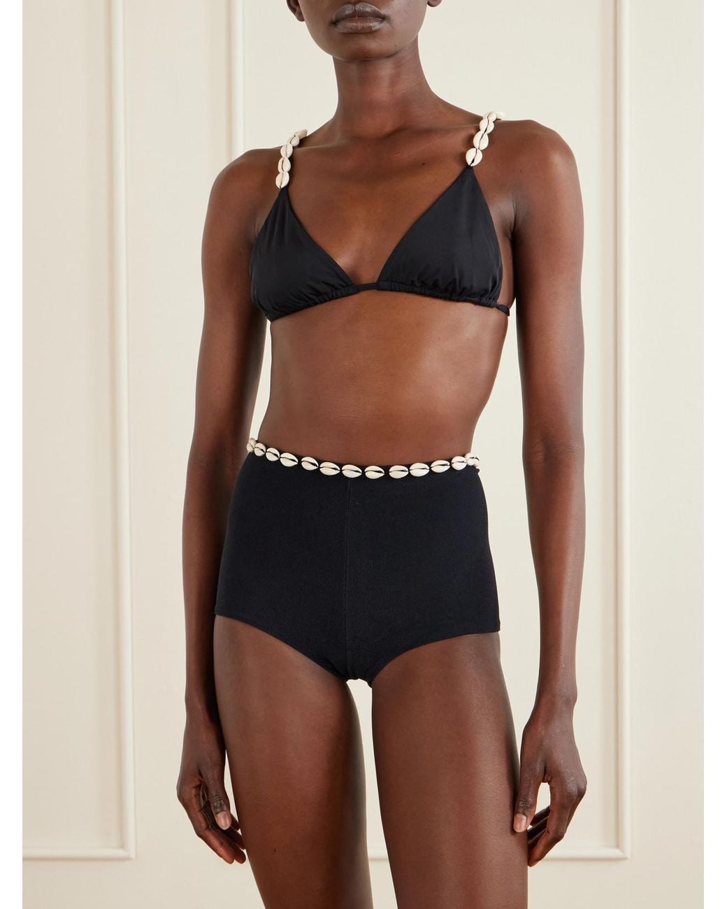 SARA CRISTINA Blue Embellished Jersey Bikini Briefs