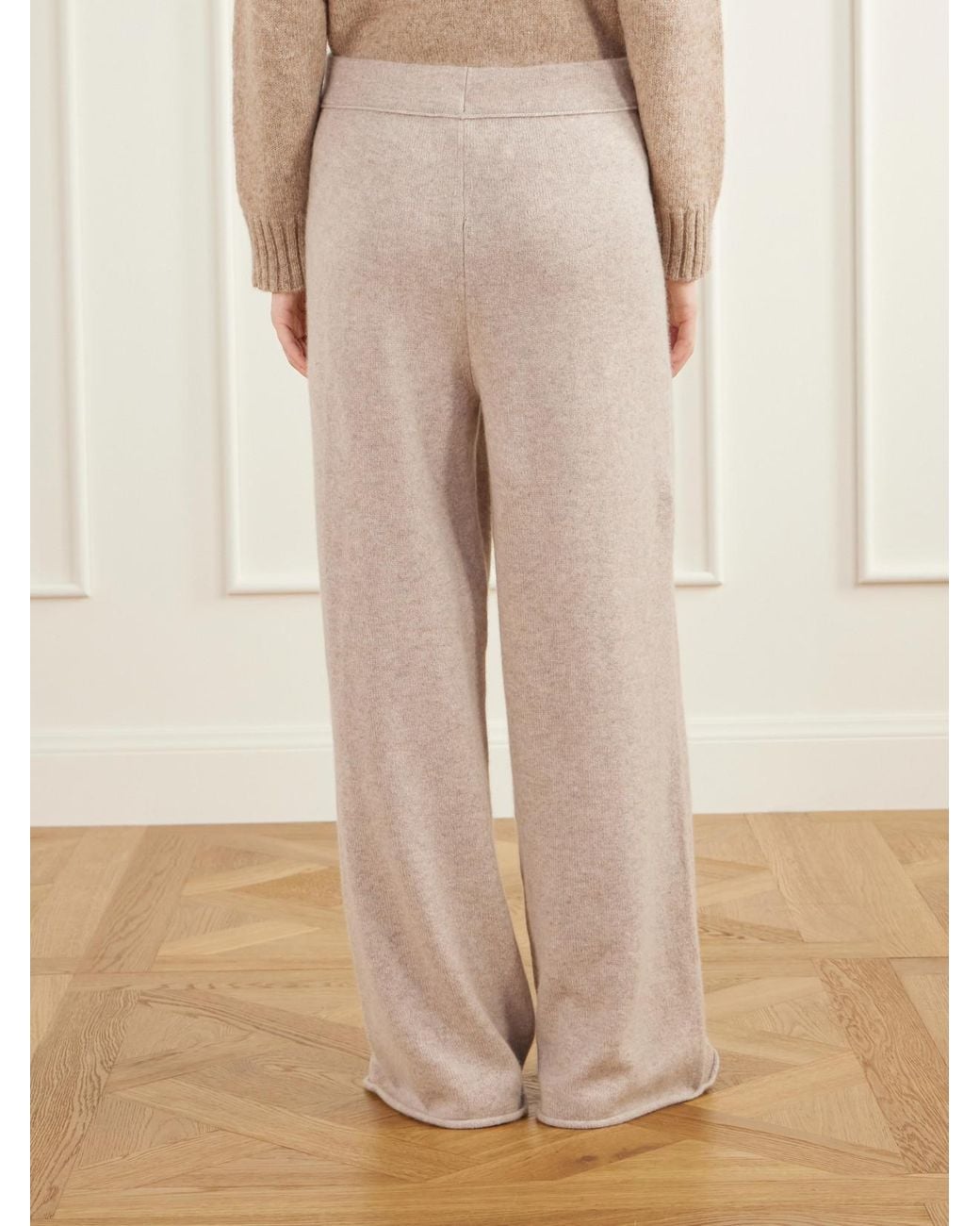 James Perse Natural Drawstring Cashmere Wide-Leg Pants