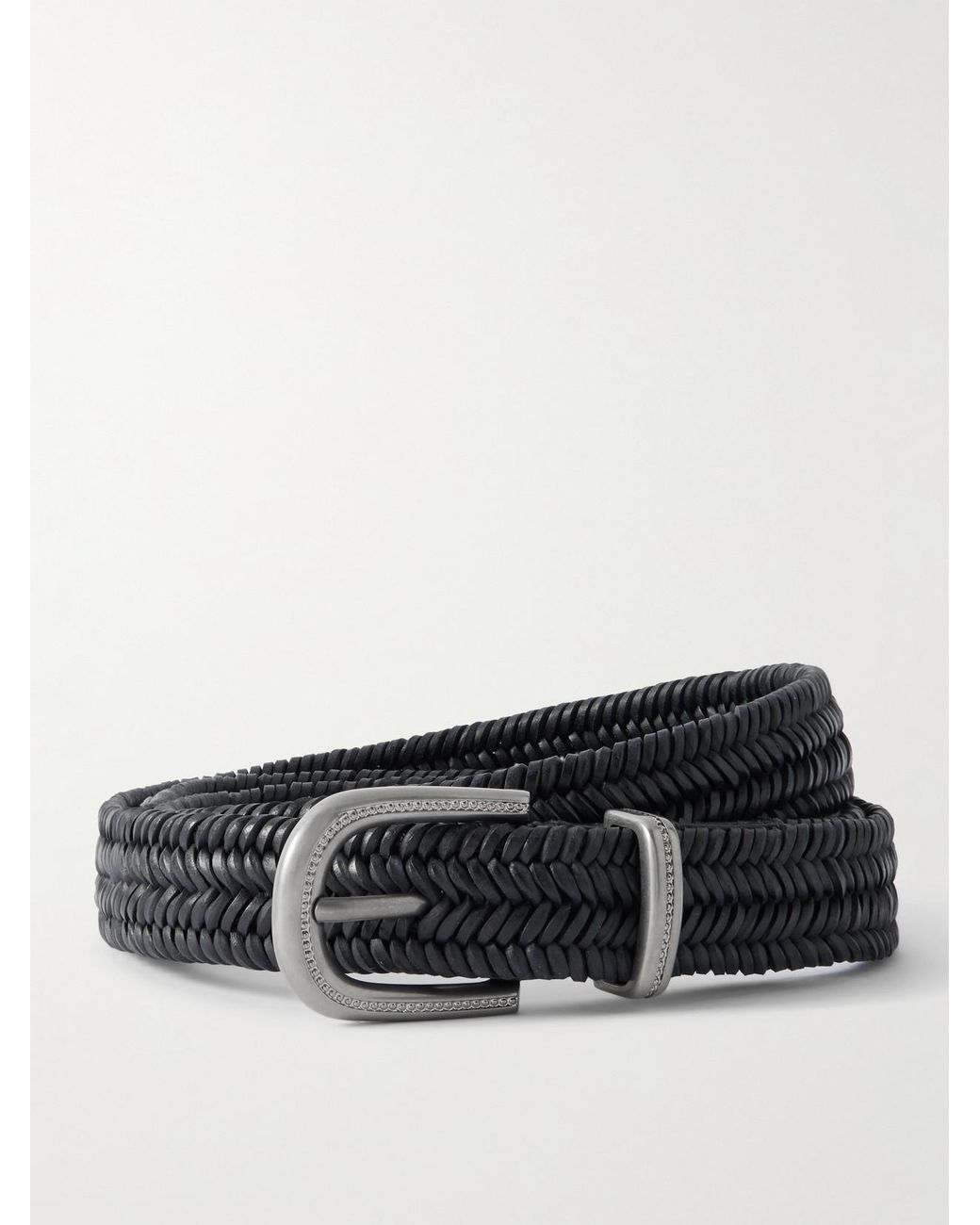 Brunello Cucinelli Black Woven Leather Belt