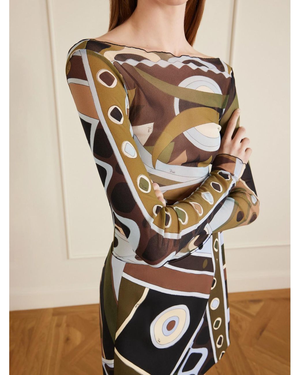 Emilio Pucci Multicolor Printed Tulle Top