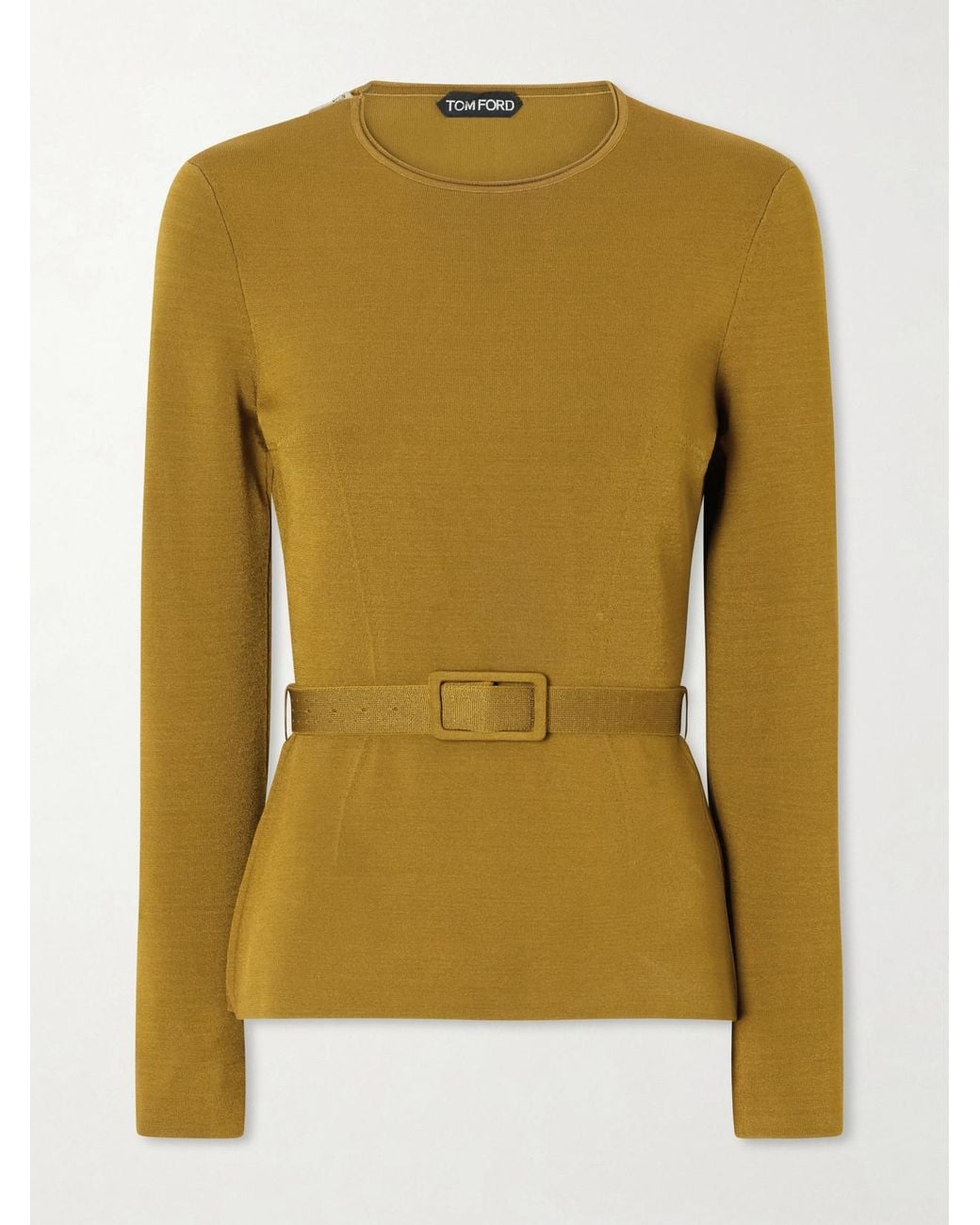 Tom Ford Green Belted Crepe Blouse