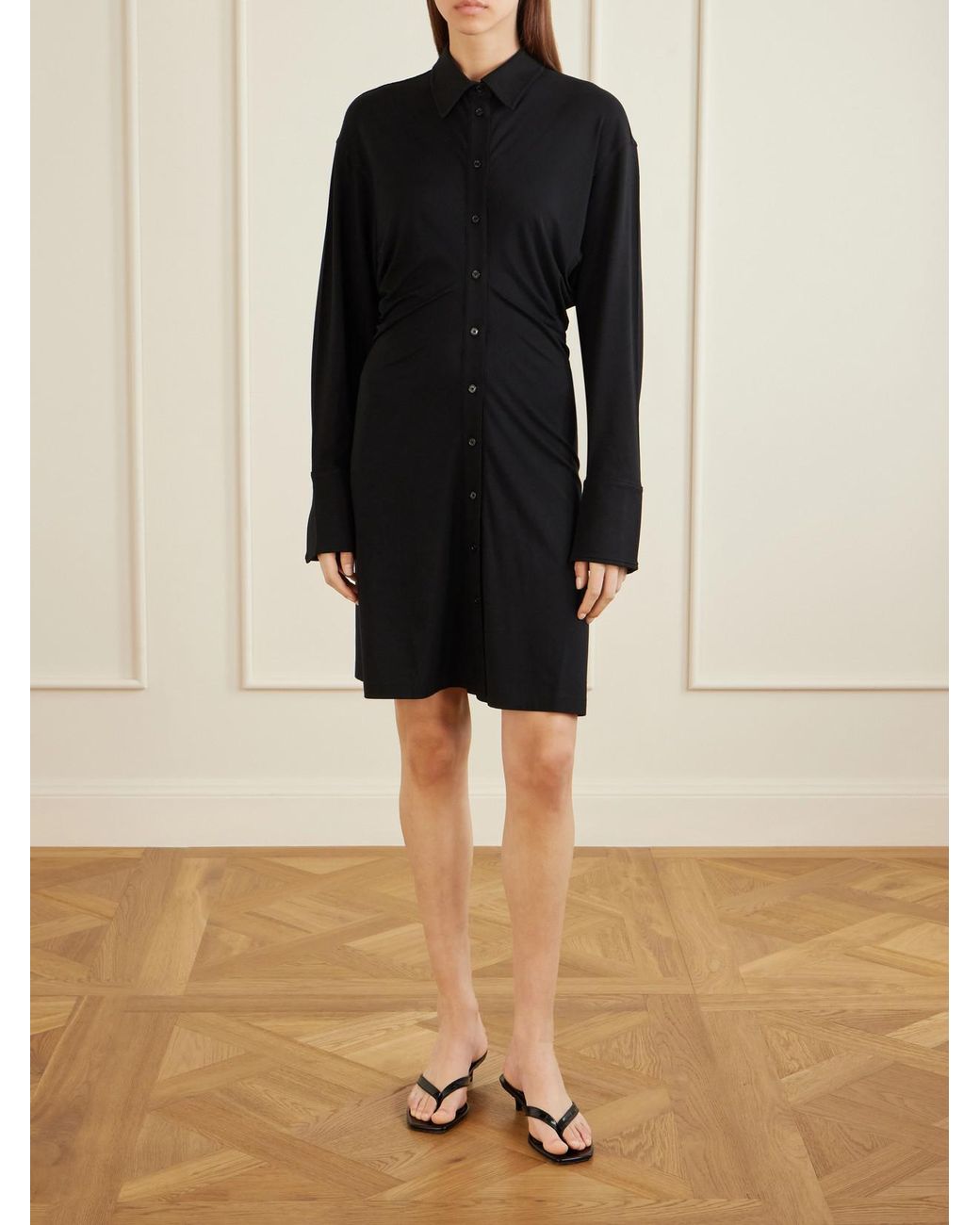 Totême Blue Slouch Draped Jersey Midi Dress