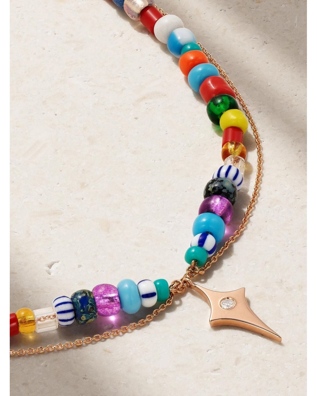Diane Kordas Metallic 14-Karat Rose, Enamel And Diamond Anklet