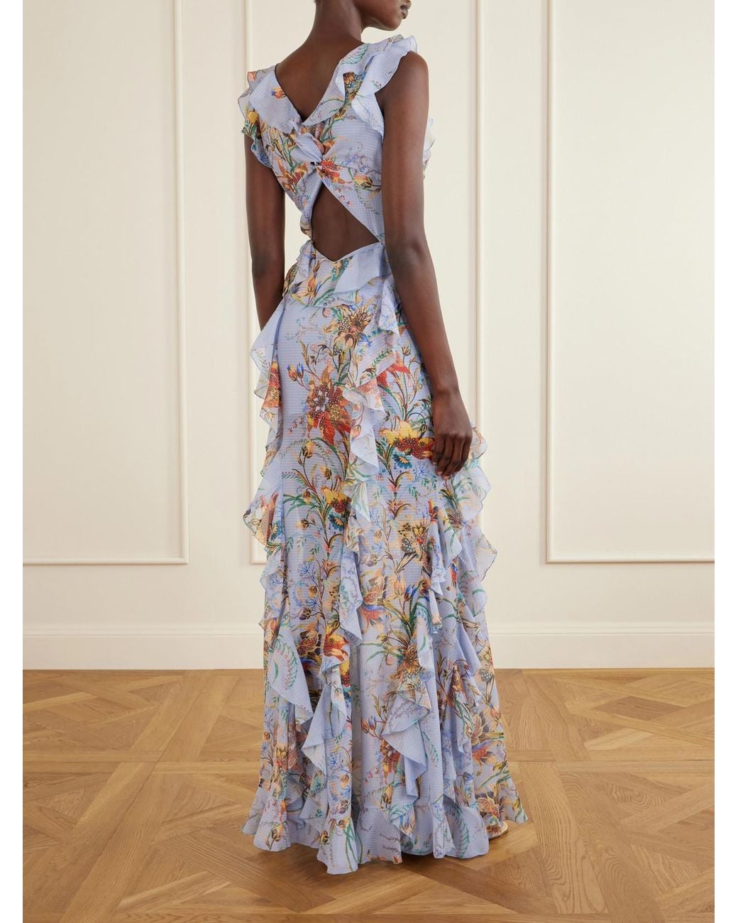 Etro White Ruffled Tiered Paisley And Floral-Print Satin Maxi Dress