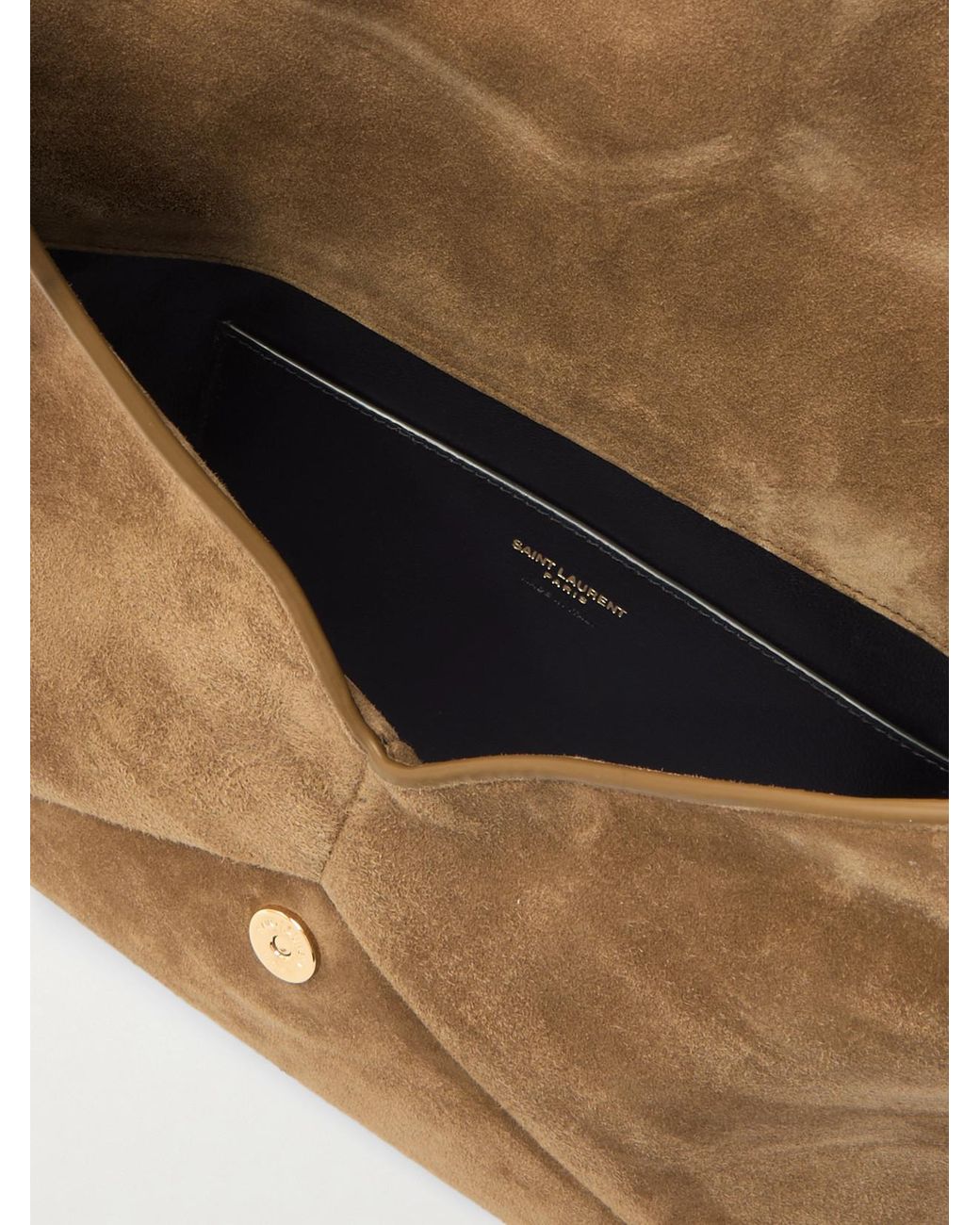 Saint Laurent Natural Cassandre Suede Clutch