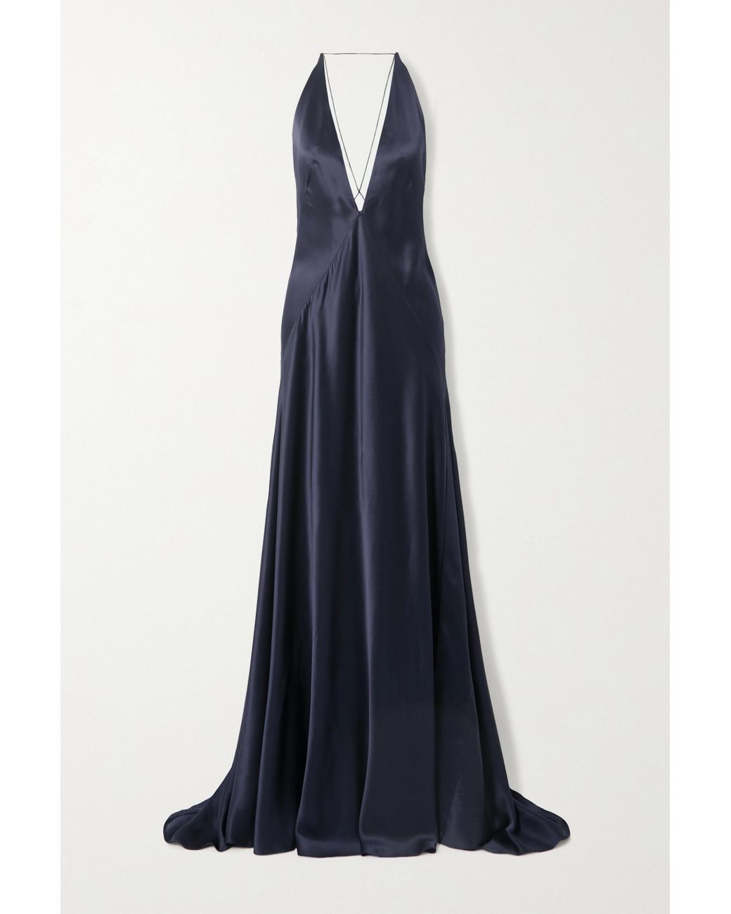 Michael Lo Sordo Alexandra Open-back Silk-satin Gown in Blue | Lyst