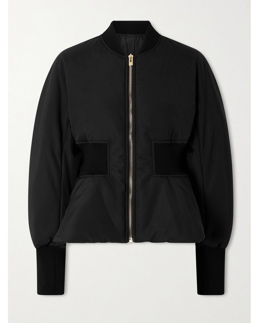 Alaïa Black Peplum Shell Bomber Jacket