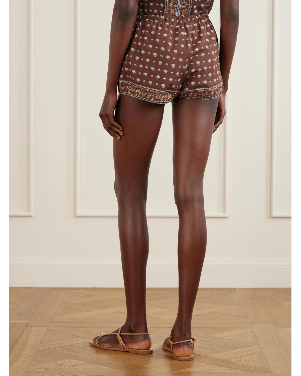 Doen Brown Vienna Printed Cotton Shorts