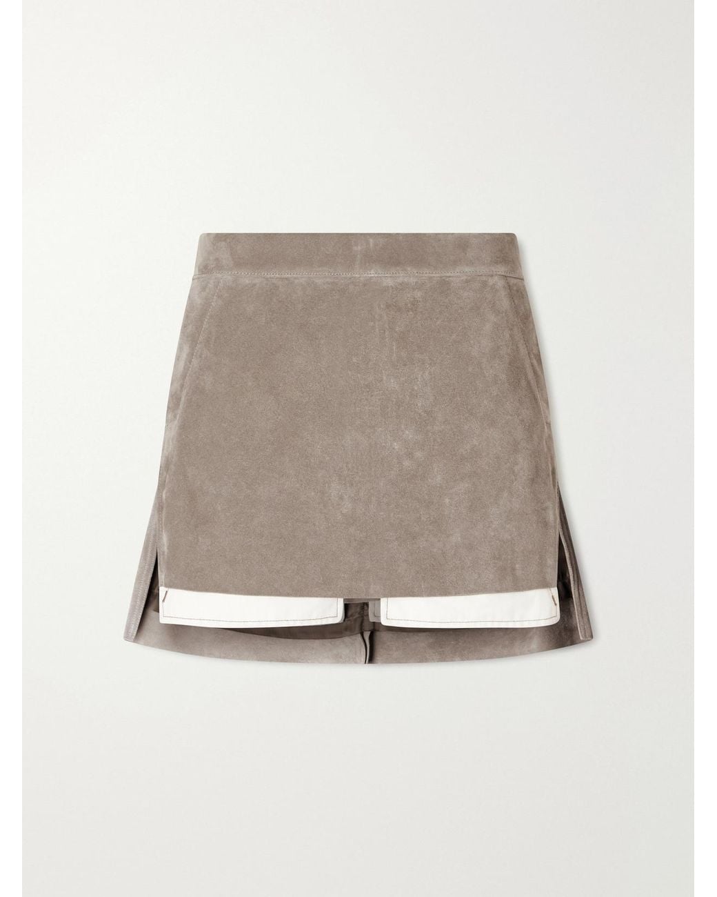 Rick Owens Natural Fog Suede Mini Skirt