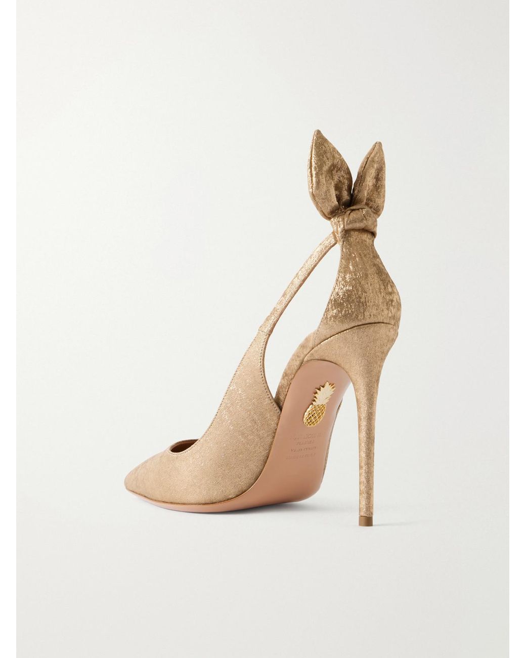 Aquazzura White Bow Tie 105 Satin And Leather Pumps