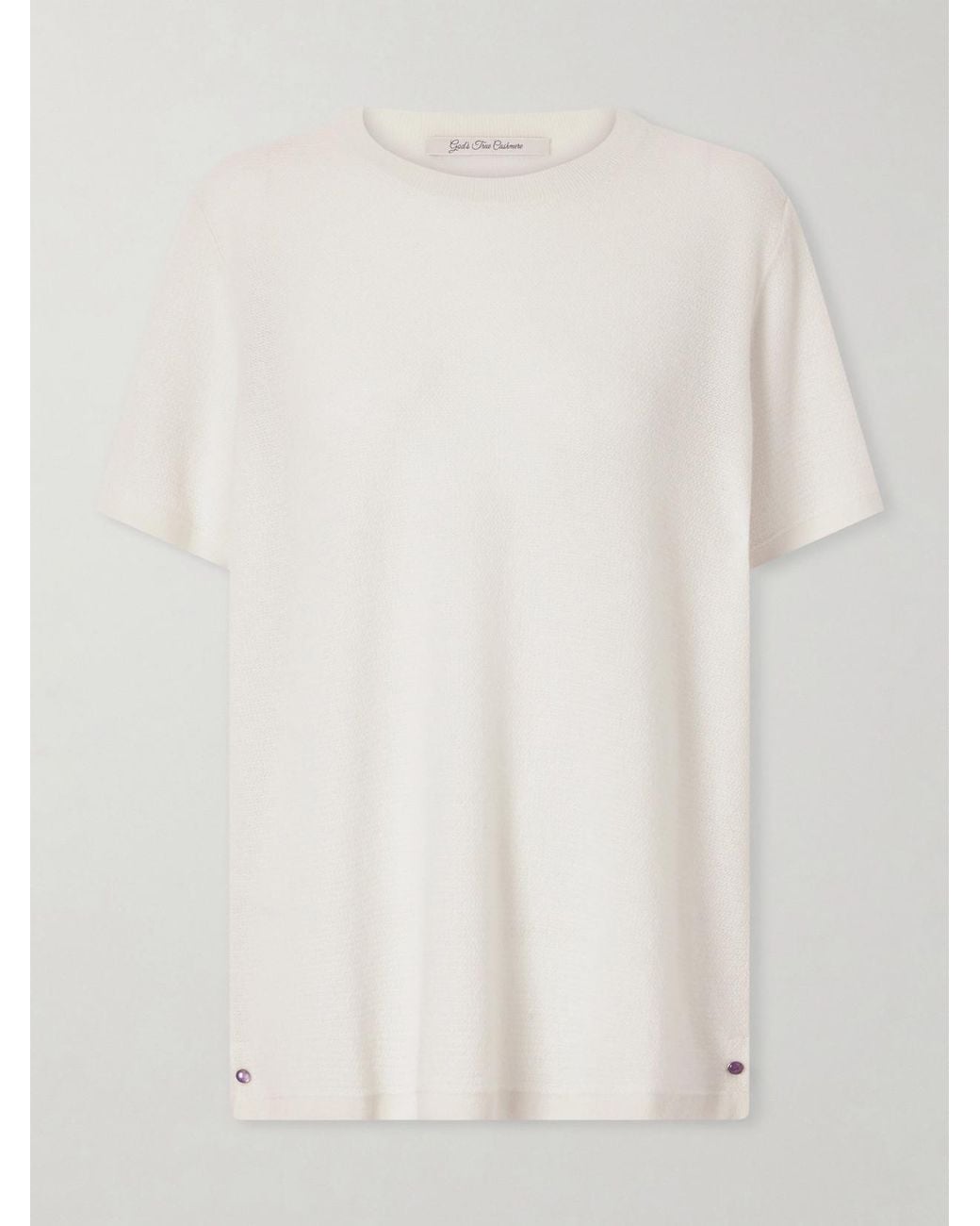 God's True Cashmere White Signature Knitted Cashmere T-Shirt