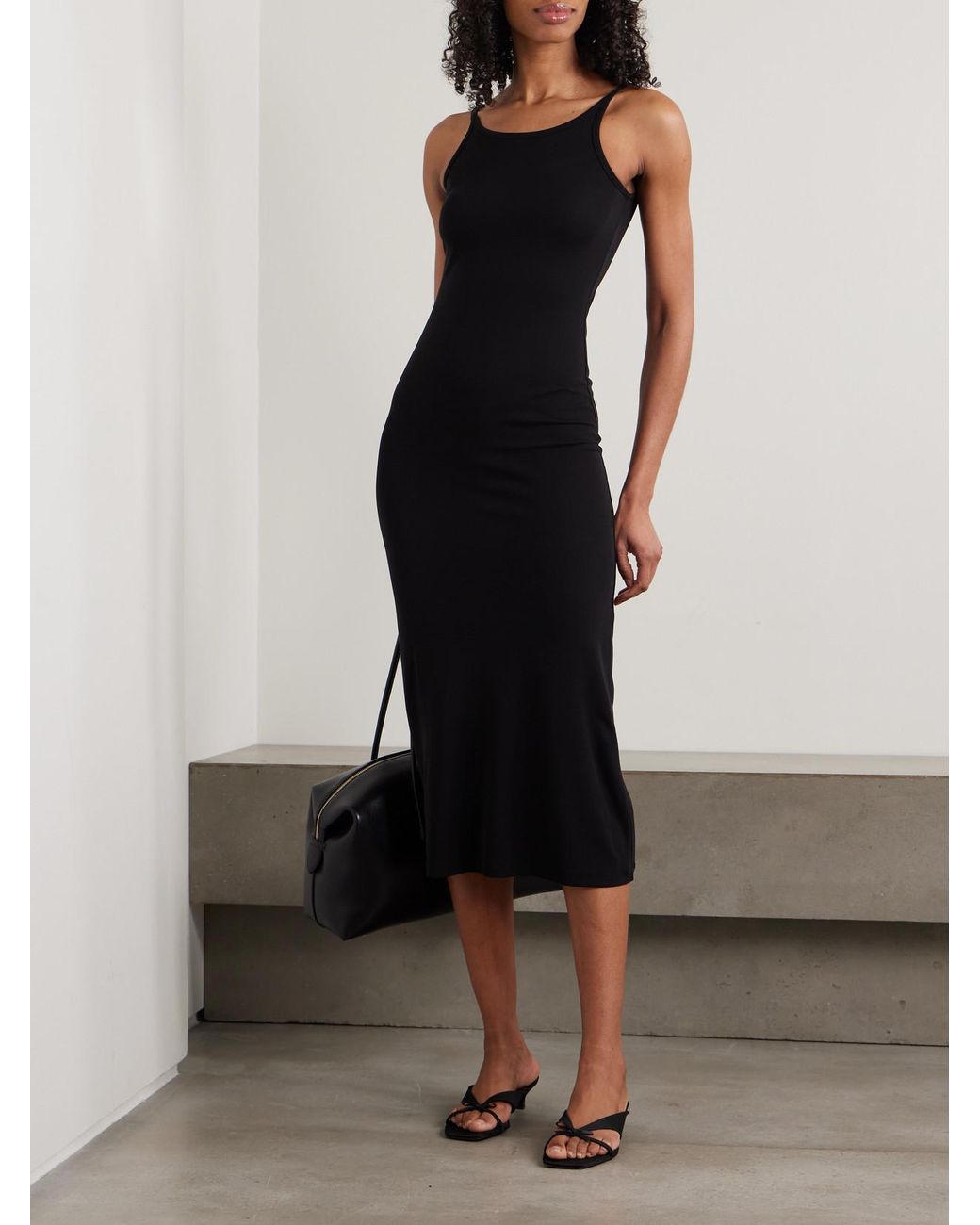 Totême Black Jersey Midi Dress