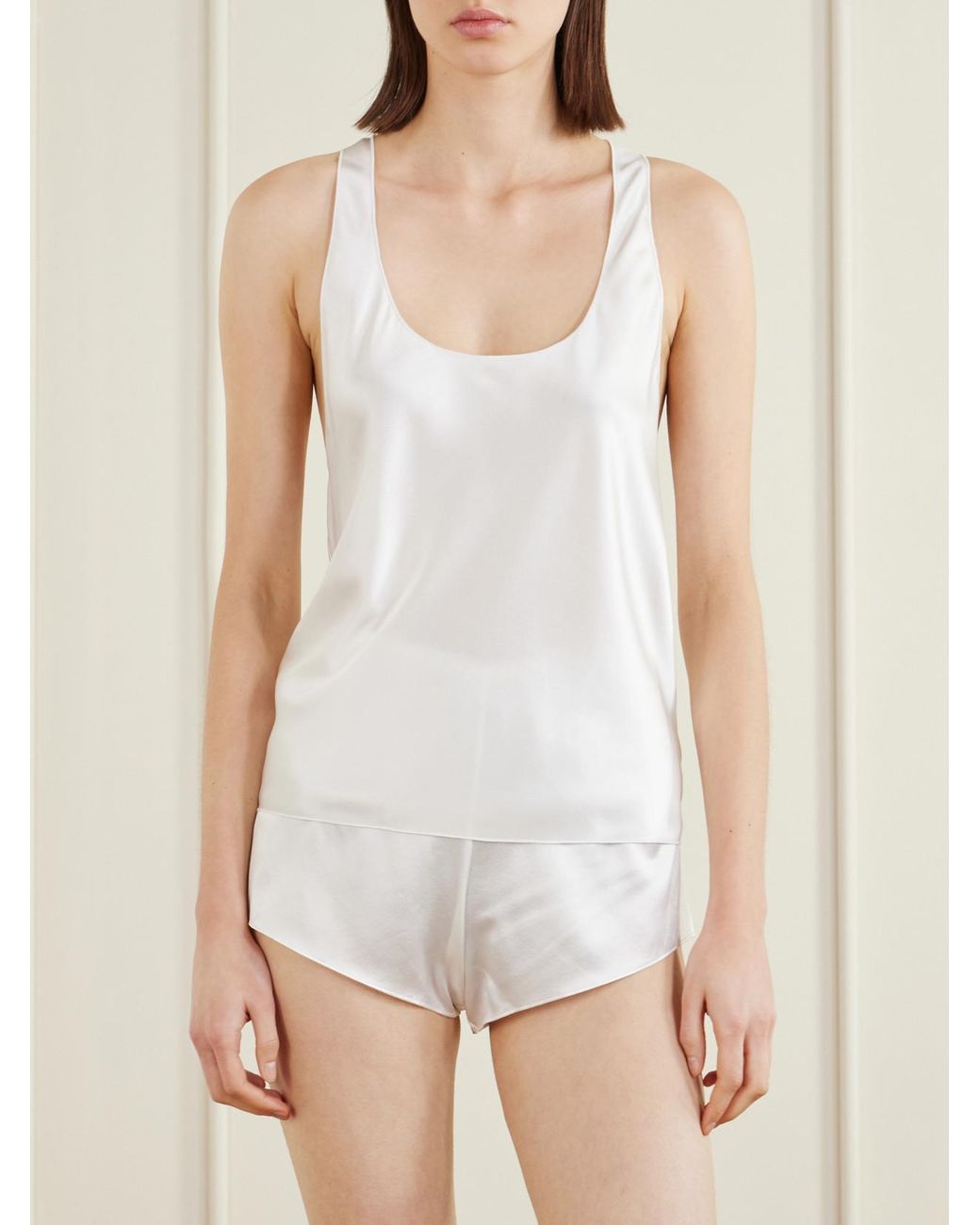 ÉTERNE White Hedi Silk-Blend Satin Tank