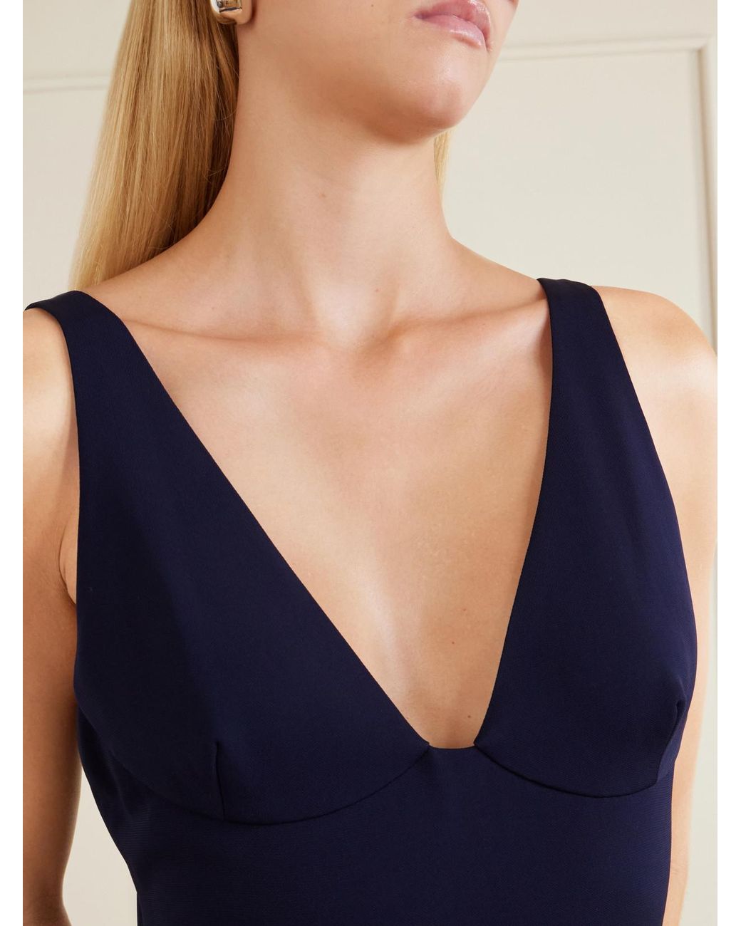 Stella McCartney Blue Asymmetric Ruffled Crepe Maxi Dress
