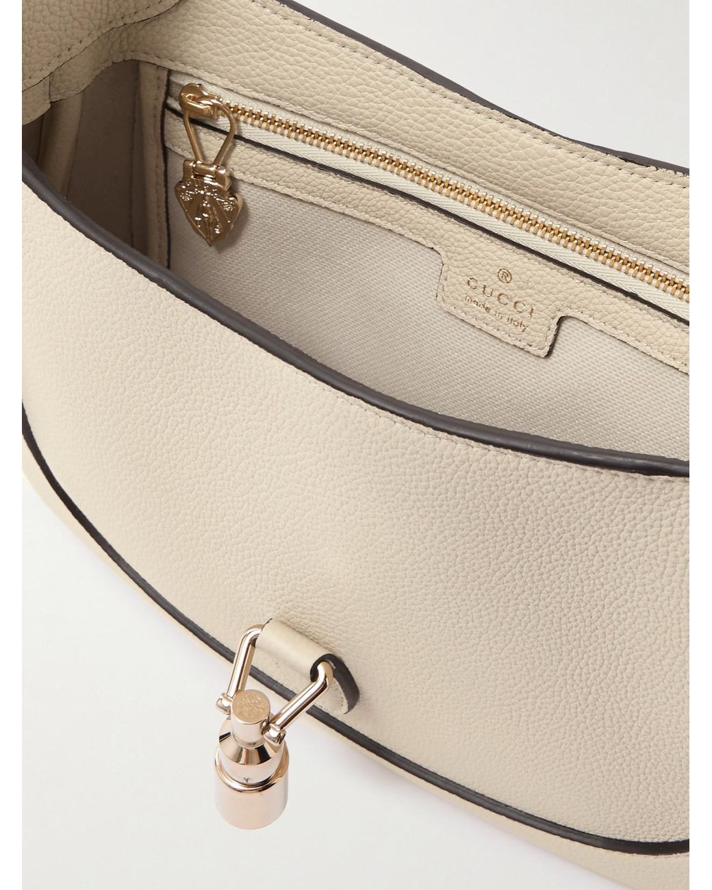 Gucci Natural Jackie 1961 Small Textured-Leather Shoulder Bag