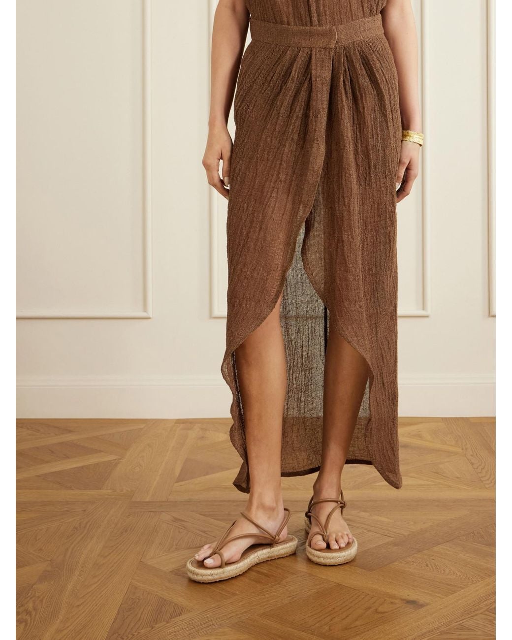 LeKasha Brown Kamat Organic Linen Maxi Skirt