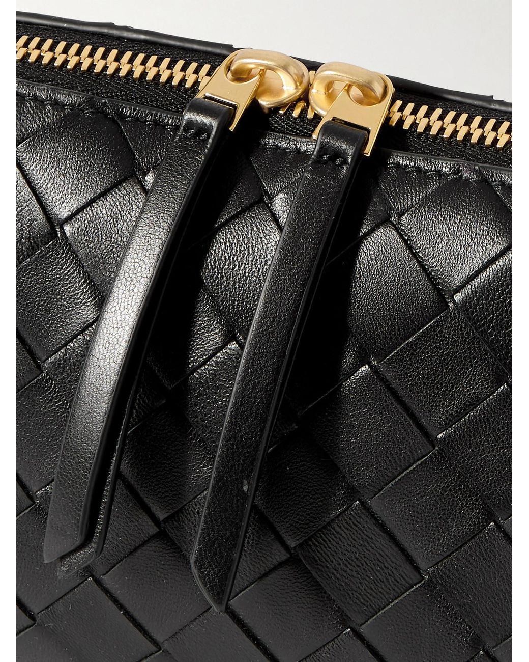 Bottega Veneta Black Concert Pouch Intrecciato Leather Shoulder Bag
