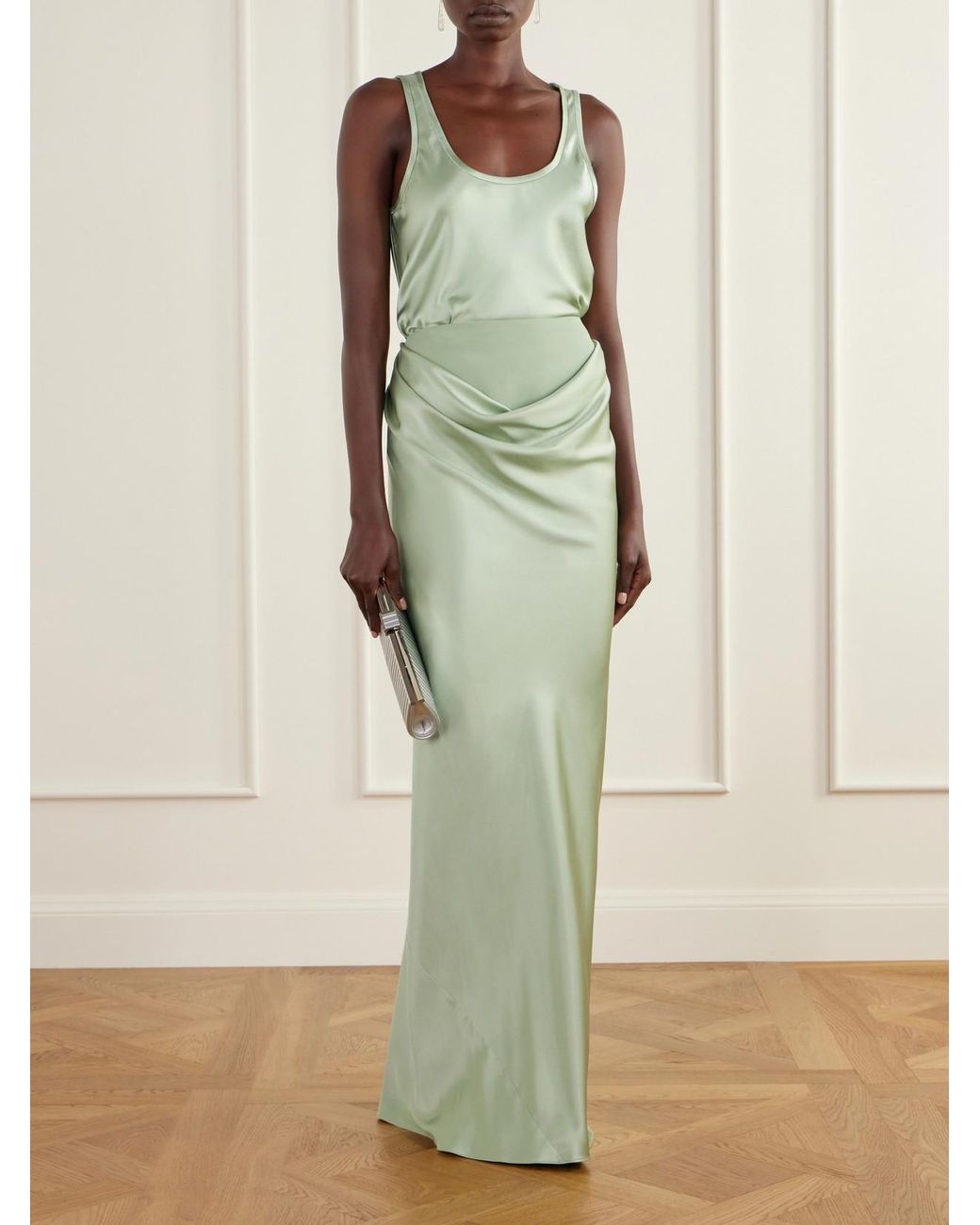 Heirlome Green Adau Silk-Satin Top