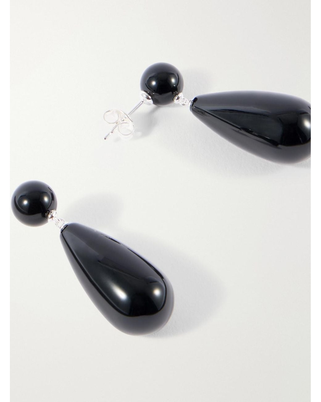 LIE STUDIO Black The Lola Sterling Onyx Earrings