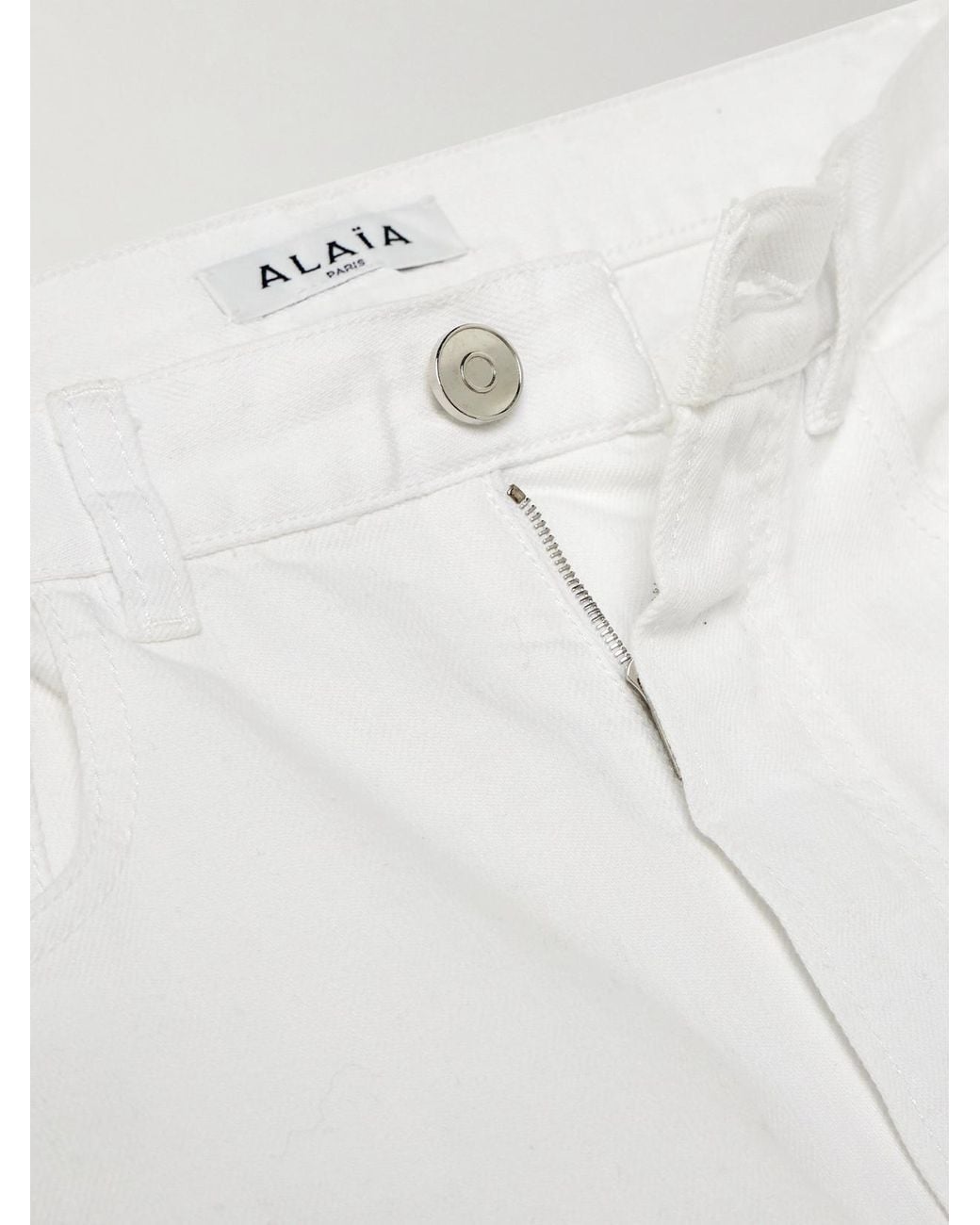 Alaïa White Mid-Rise Barrel-Leg Jeans