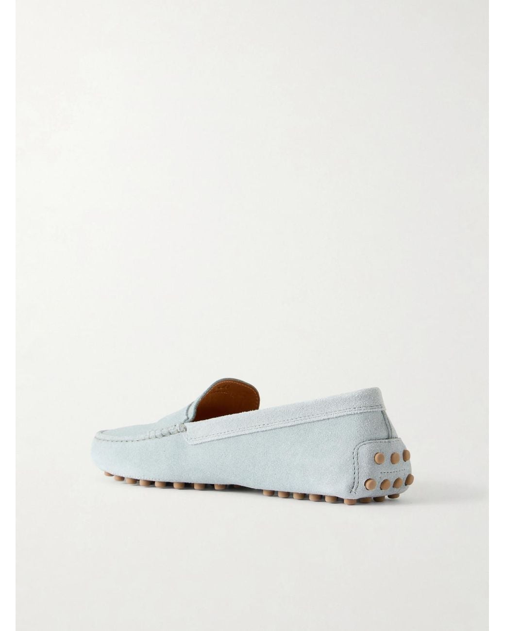 Tod's White Gommino Suede Loafers