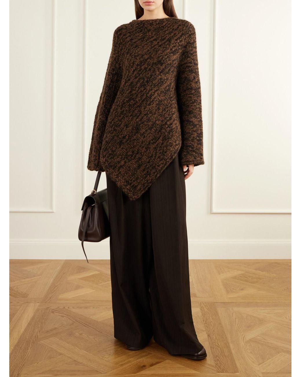 Lauren Manoogian Brown Manta Asymmetrical Alpaca, Pima Cotton And Merino Wool-Blend Sweater