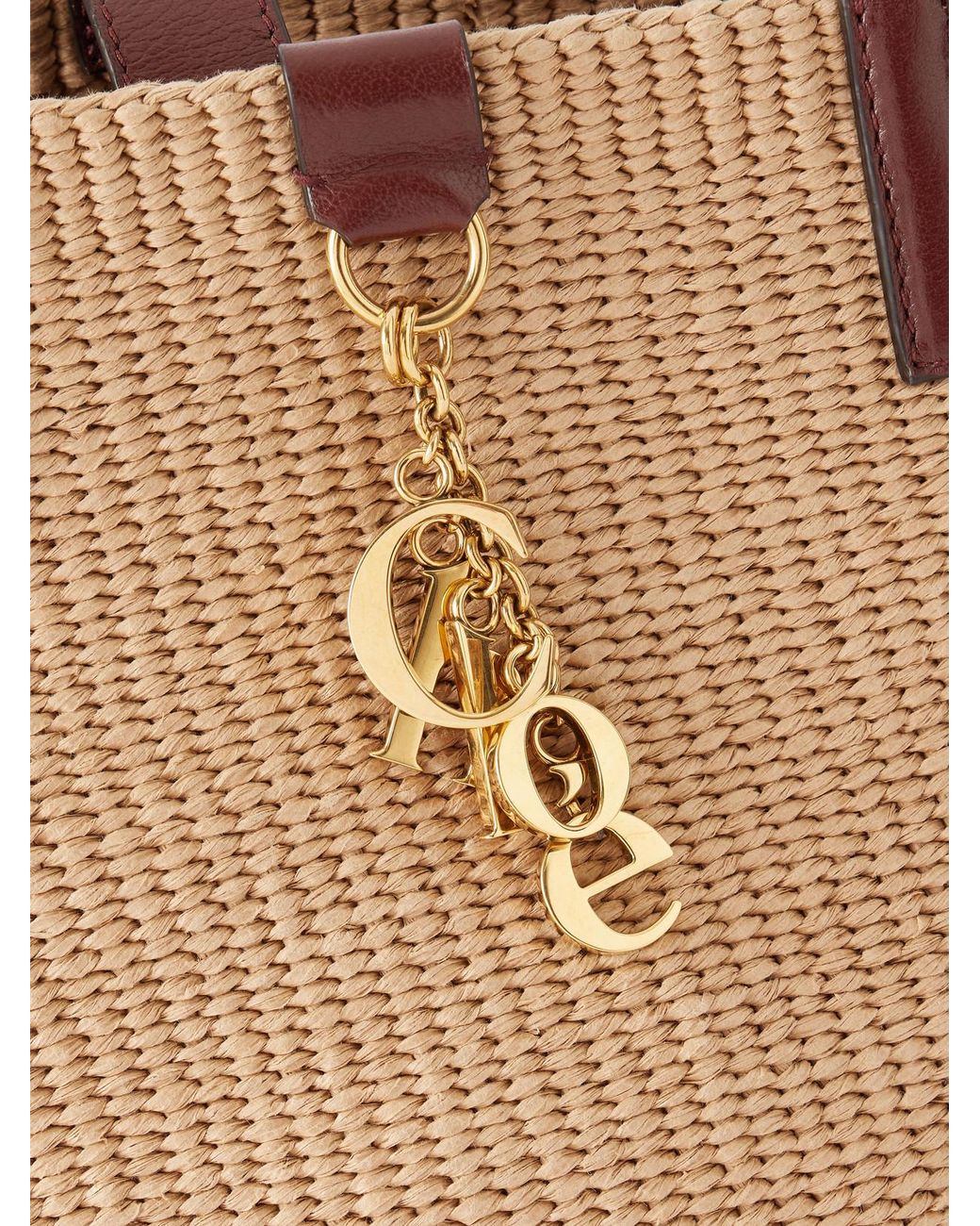 Chloé Natural Leather-Trimmed Raffia Tote Bag