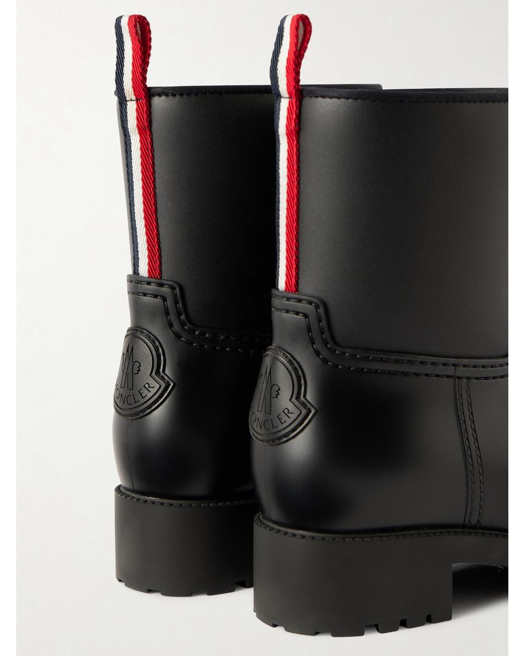 Moncler Black Ginette Grosgrain-Trimmed Rubber Rain Boots