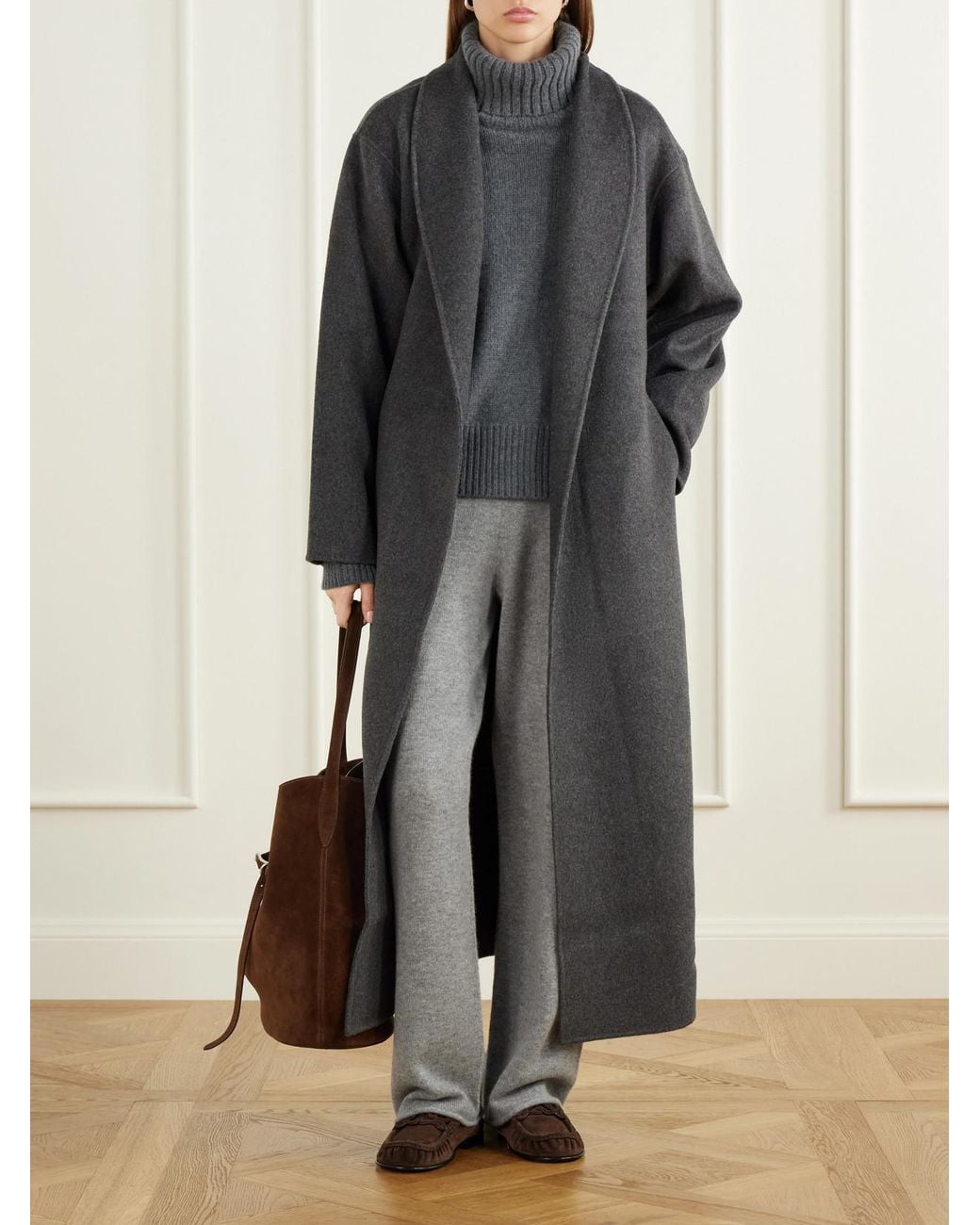 James Perse Gray Cashmere Wide-Leg Pants