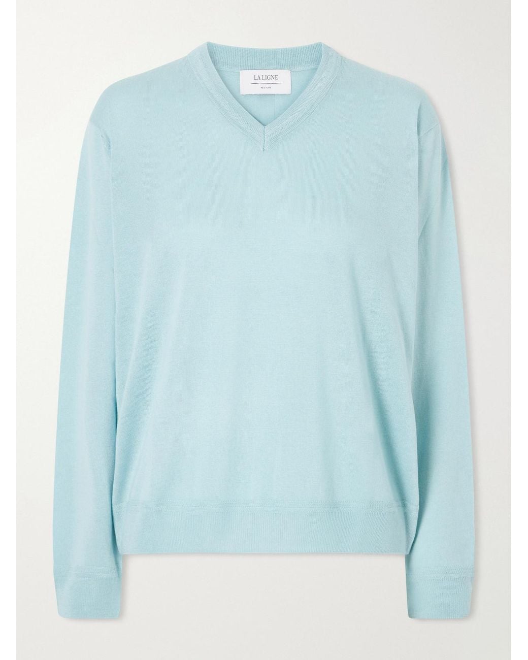 La Ligne Blue Ben Silk, Wool And Cashmere-Blend Knit Sweater