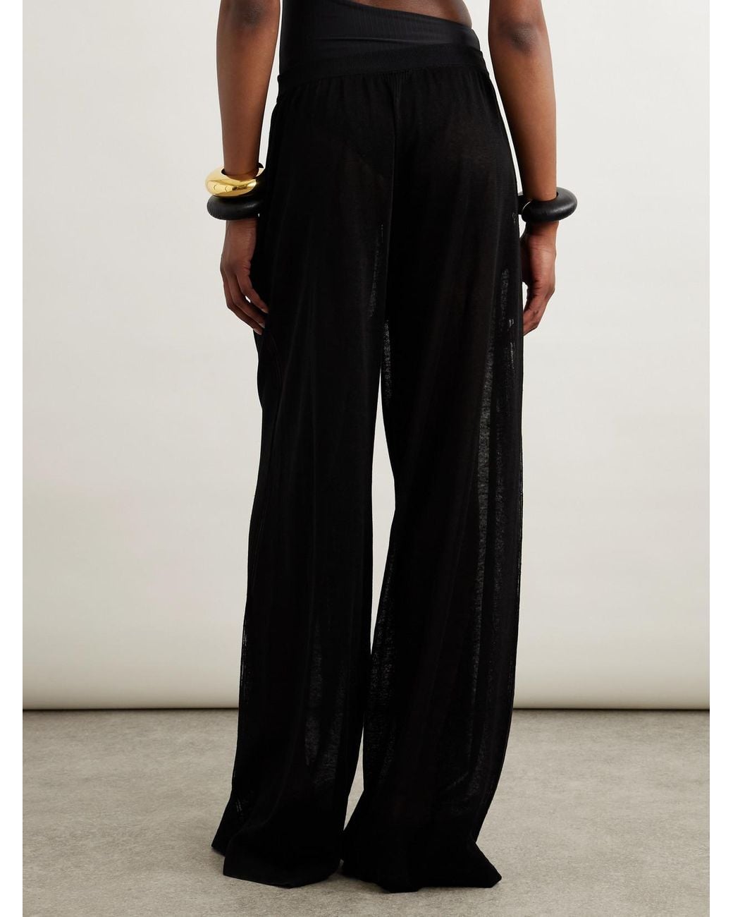 Alaïa Black Linen And Silk-Blend Wide-Leg Pants