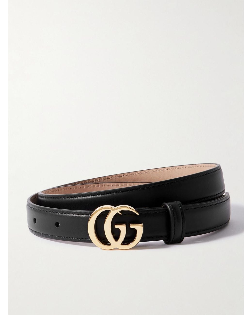 Gucci Black Flat Marmont Gg Leather Belt
