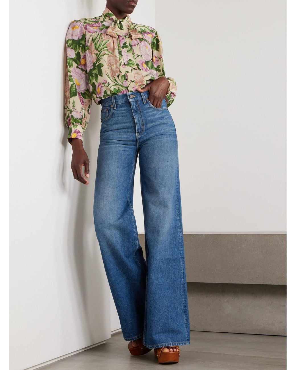 Chloé Blue High-Rise Wide-Leg Jeans