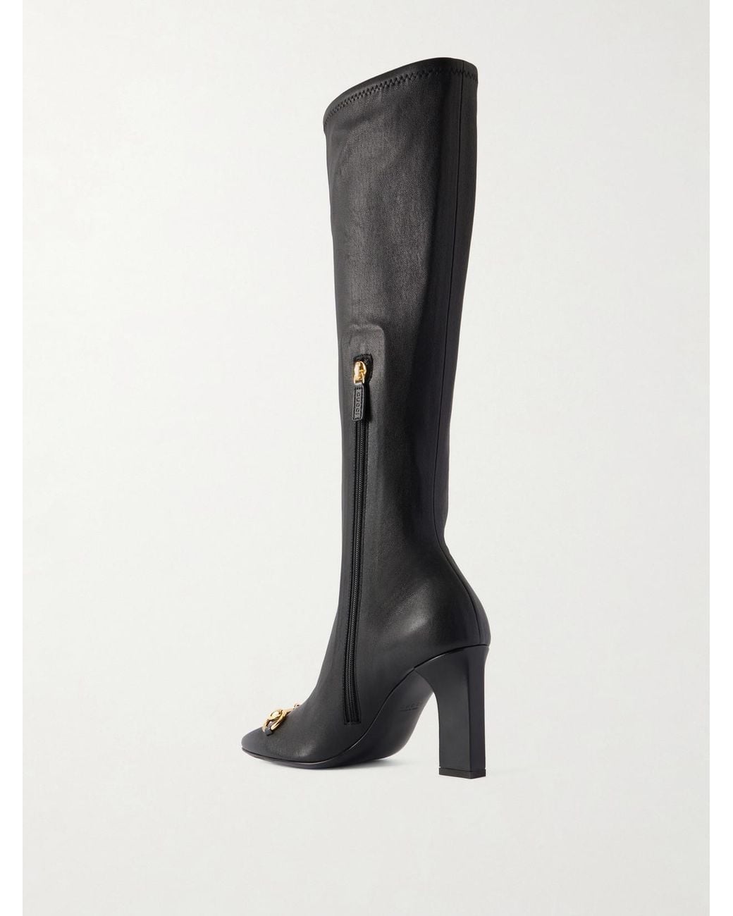 Gucci Black Signora Horsebit-Embellished Leather Knee Boots