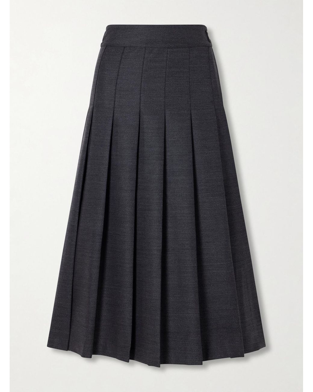 Rohe Blue Pleated Wool-Blend Midi Skirt