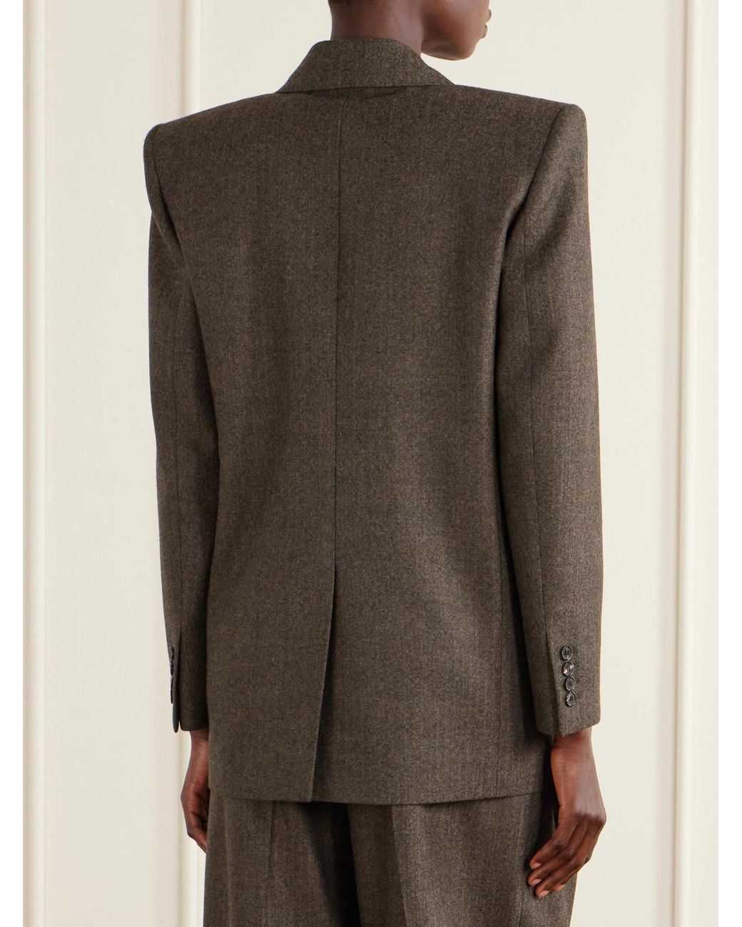 Saint Laurent Green Double-Breasted Virgin Wool Blazer