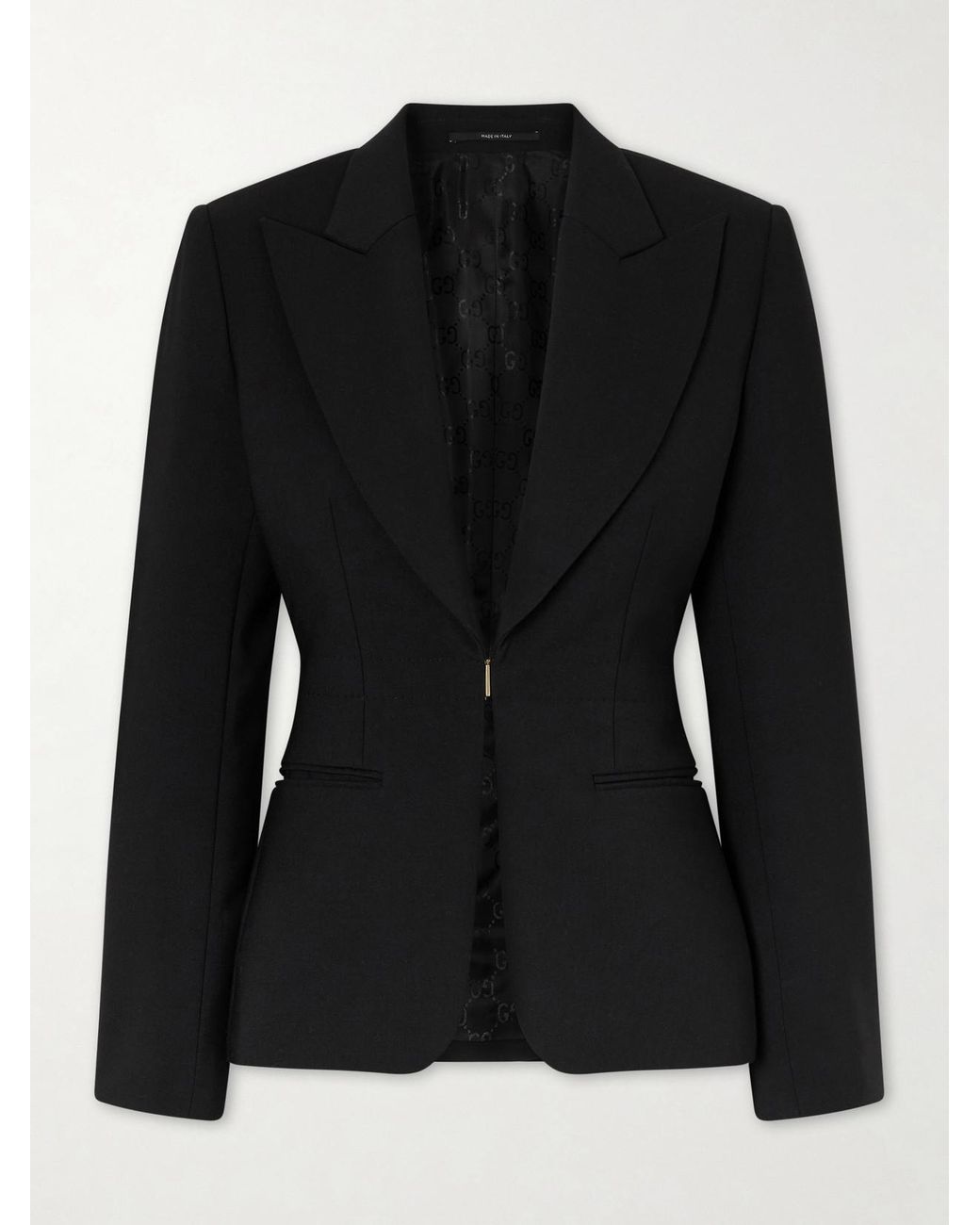 Gucci Black Wool-Blend Blazer