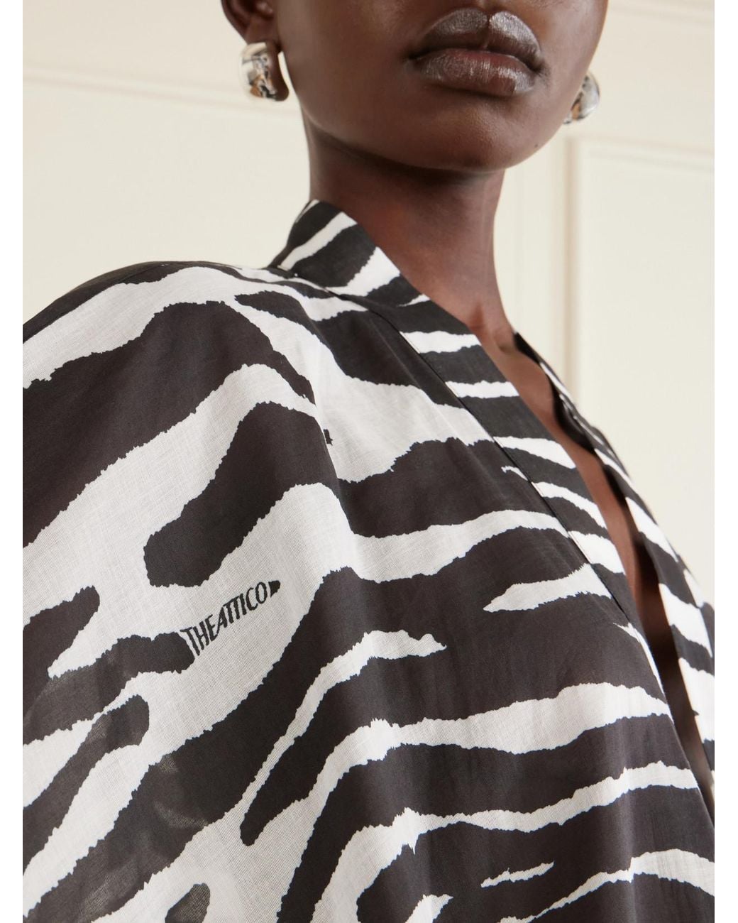 The Attico White Zebra-Print Cotton Kaftan