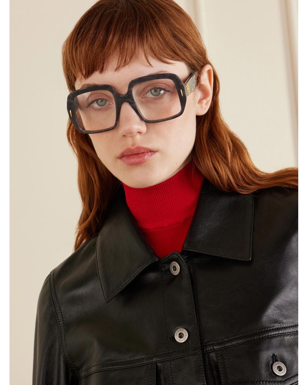 Loewe Black Anagram Square-Frame Acetate Optical Glasses