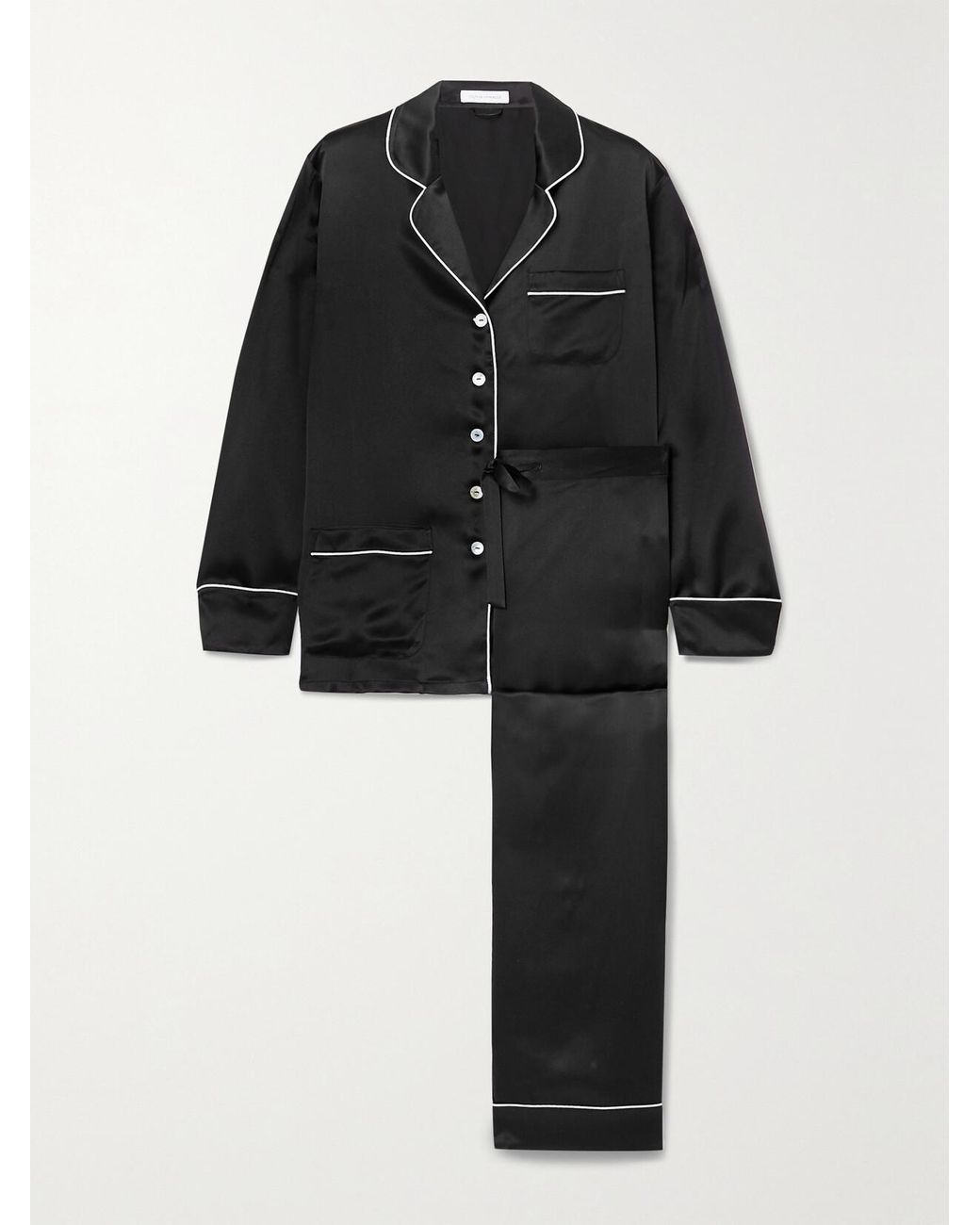 Olivia Von Halle Black Coco Silk-Satin Pajama Set