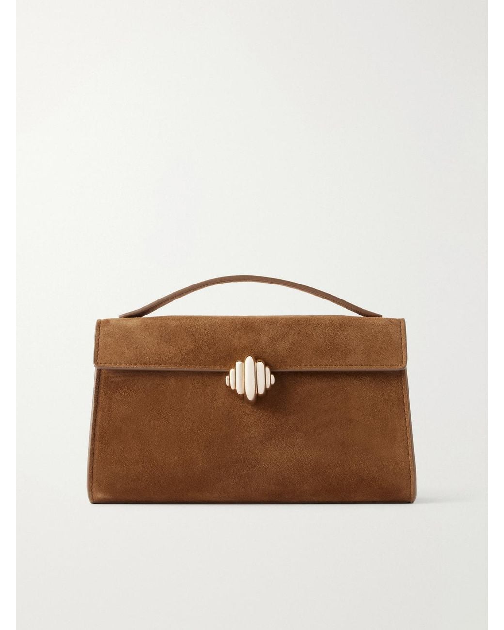 Aquazzura Brown Alex Suede Clutch Bag