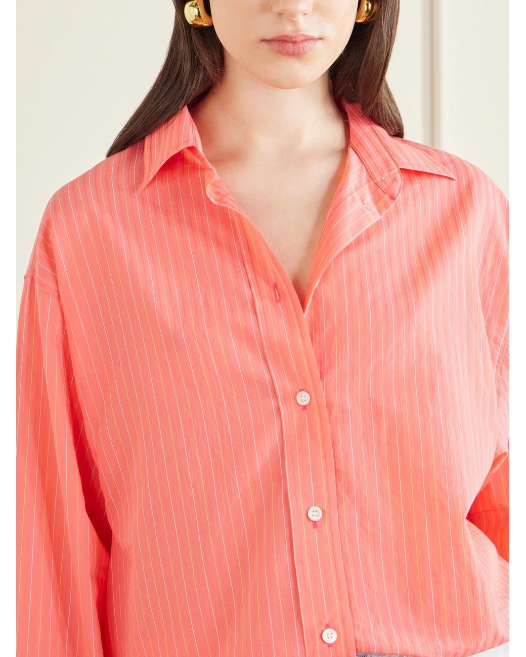 Agolde Pink Sona Striped Cotton-Blend Shirt