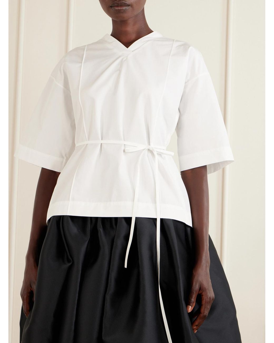 Calvin Klein White Lynn Cotton-Poplin Wrap Blouse