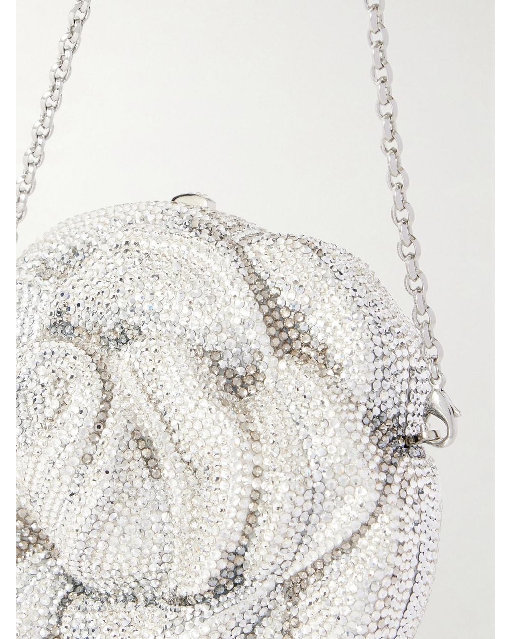 Judith Leiber White Rose Desiree Crystal-Embellished-Tone Clutch