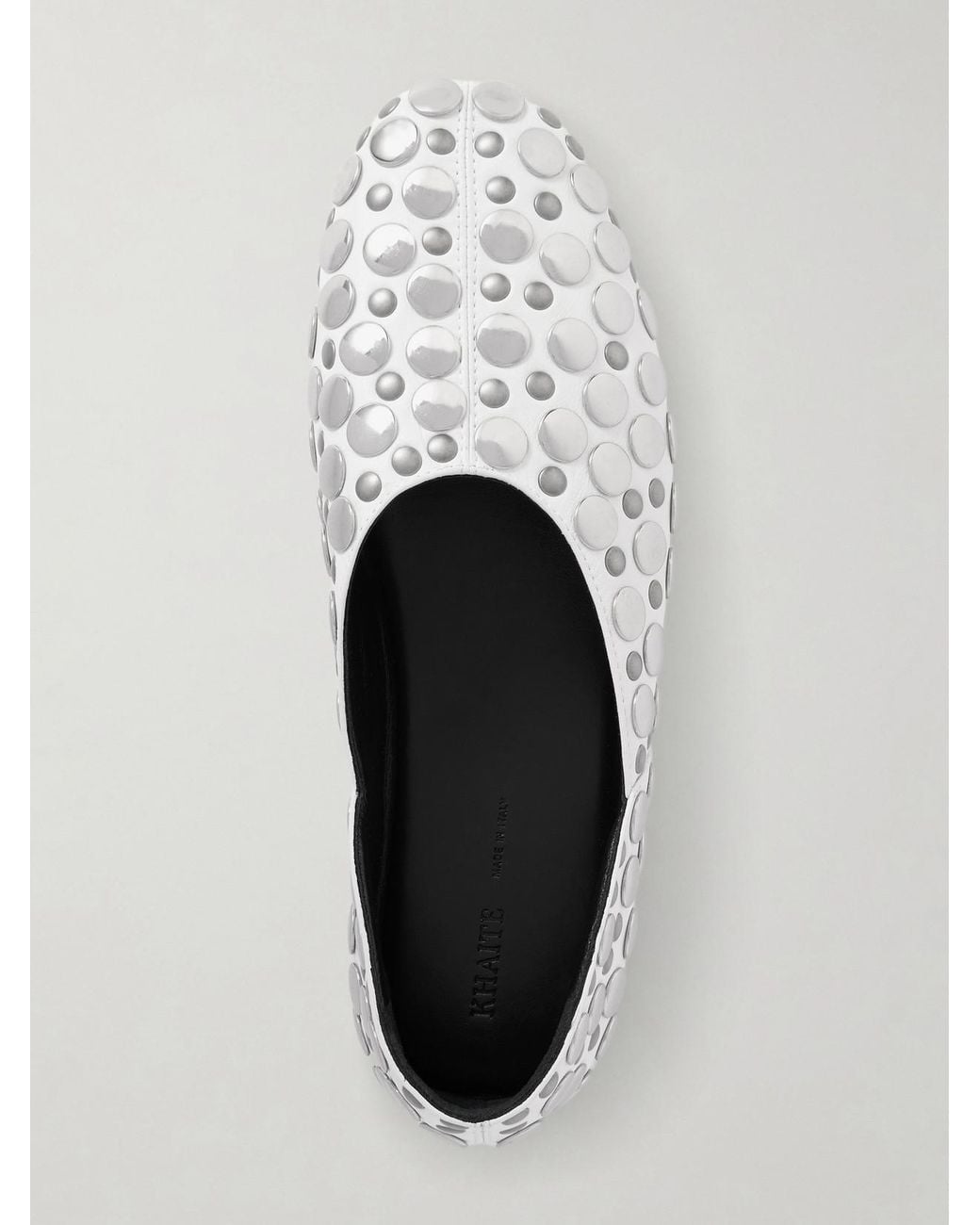 Khaite White Jane Studded Leather Flats