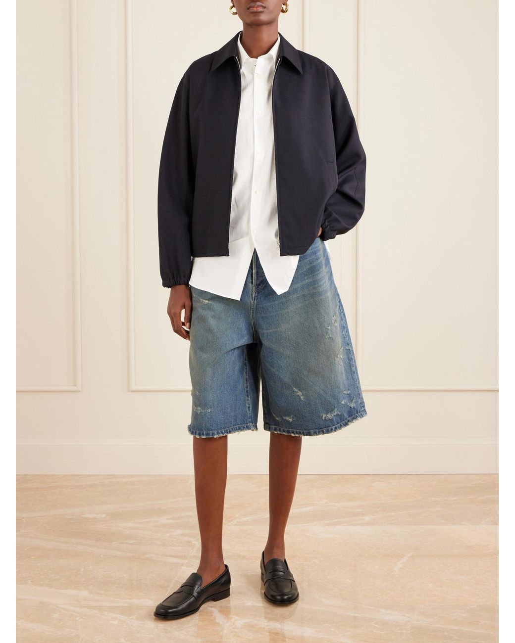 Ssstein Blue Distressed Denim Shorts