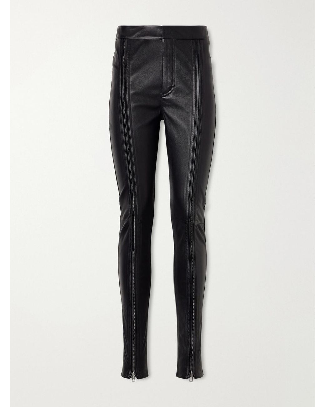 Tom Ford Black Zip-Embellished Leather Skinny Pants