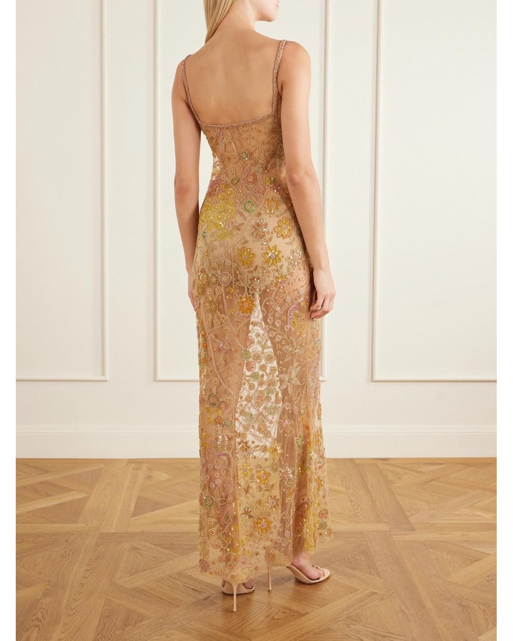 Clio Peppiatt Metallic Soléa Embellished Tulle Gown