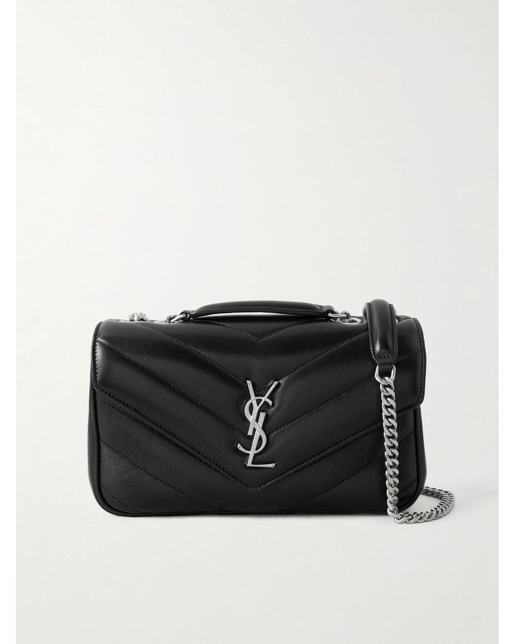 Saint Laurent Black Loulou Small Matelassé Leather Shoulder Bag